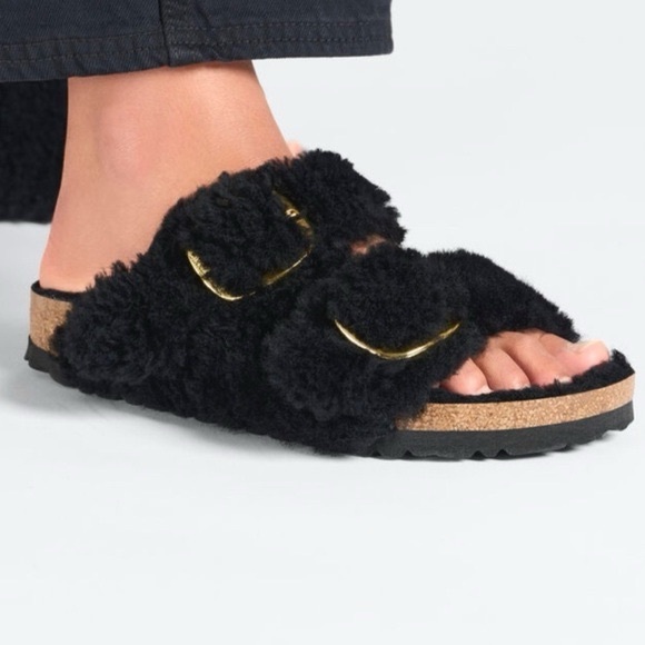 Birkenstock Arizona Big Buckle Teddy Shearling Sandals Size 38 - Picture 9 of 9